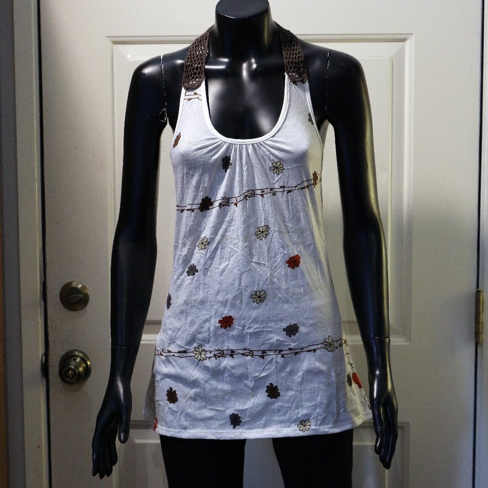 Crochet back racer cut halter top/ dress